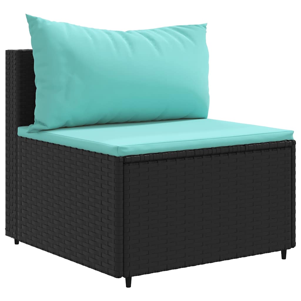 4-dijelni set vrtnih sofa od poliratana s jastucima crni