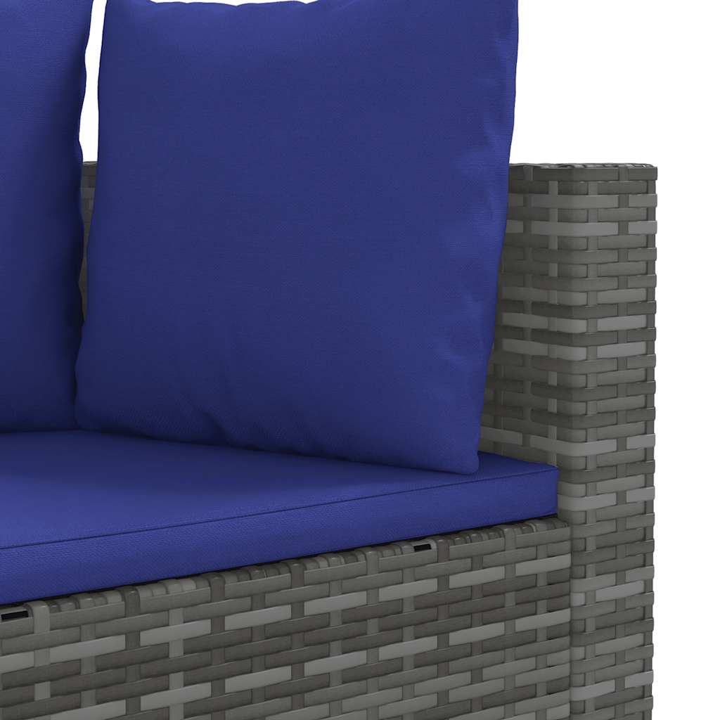 4-dijelni set vrtnih sofa od poliratana s jastucima sivi