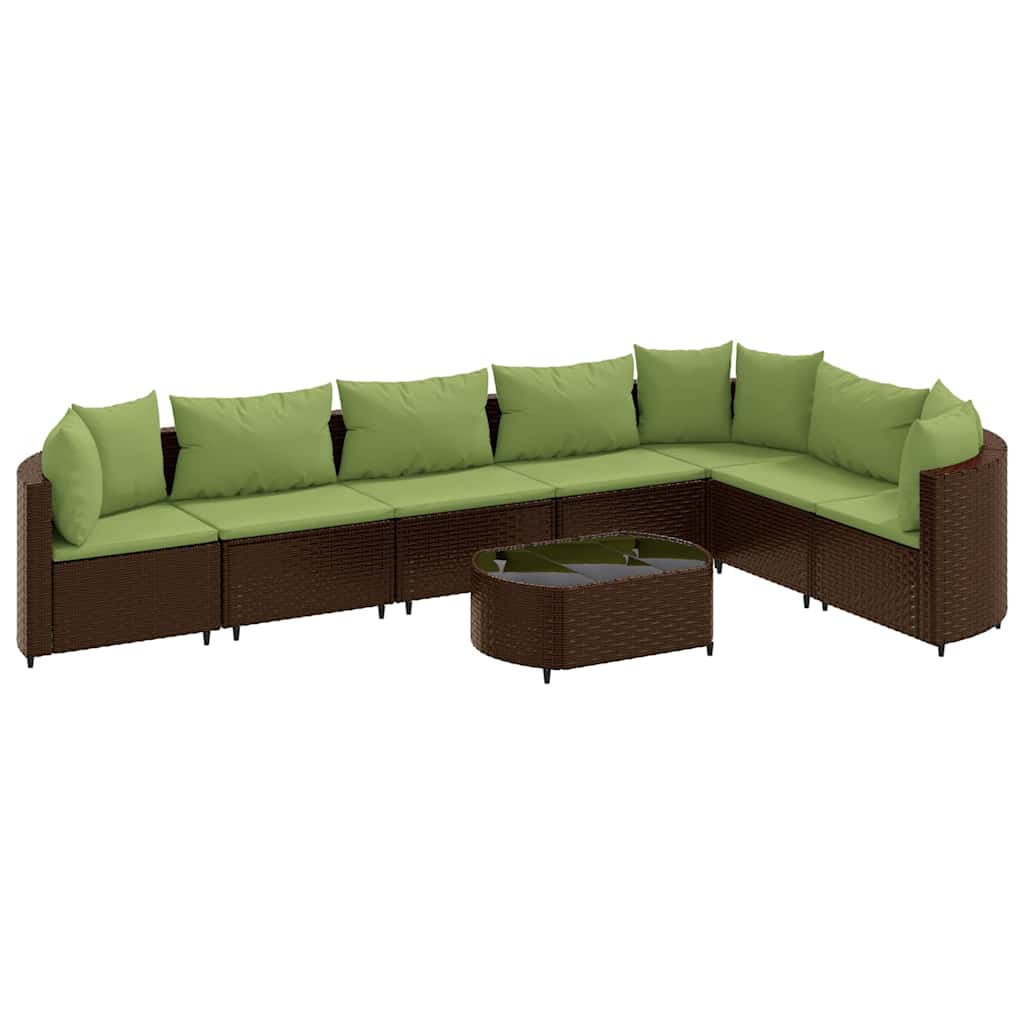 8-dijelni set vrtnih sofa s jastucima smeđi od poliratana
