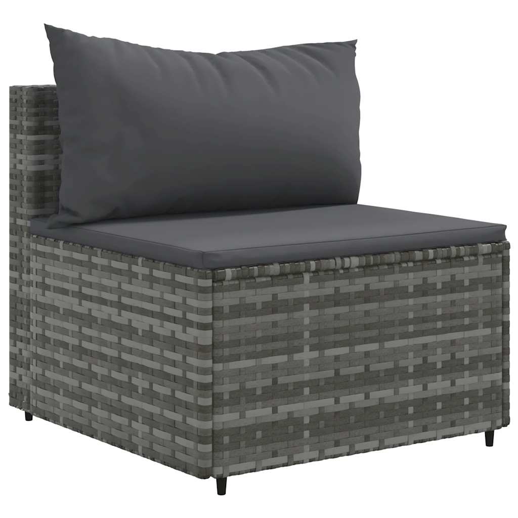 10-dijelni set vrtnih sofa od poliratana s jastucima sivi