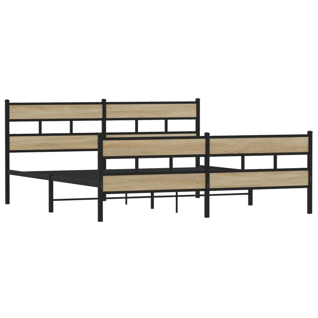 Metalni okvir kreveta bez madraca boja hrasta sonome 183x213 cm