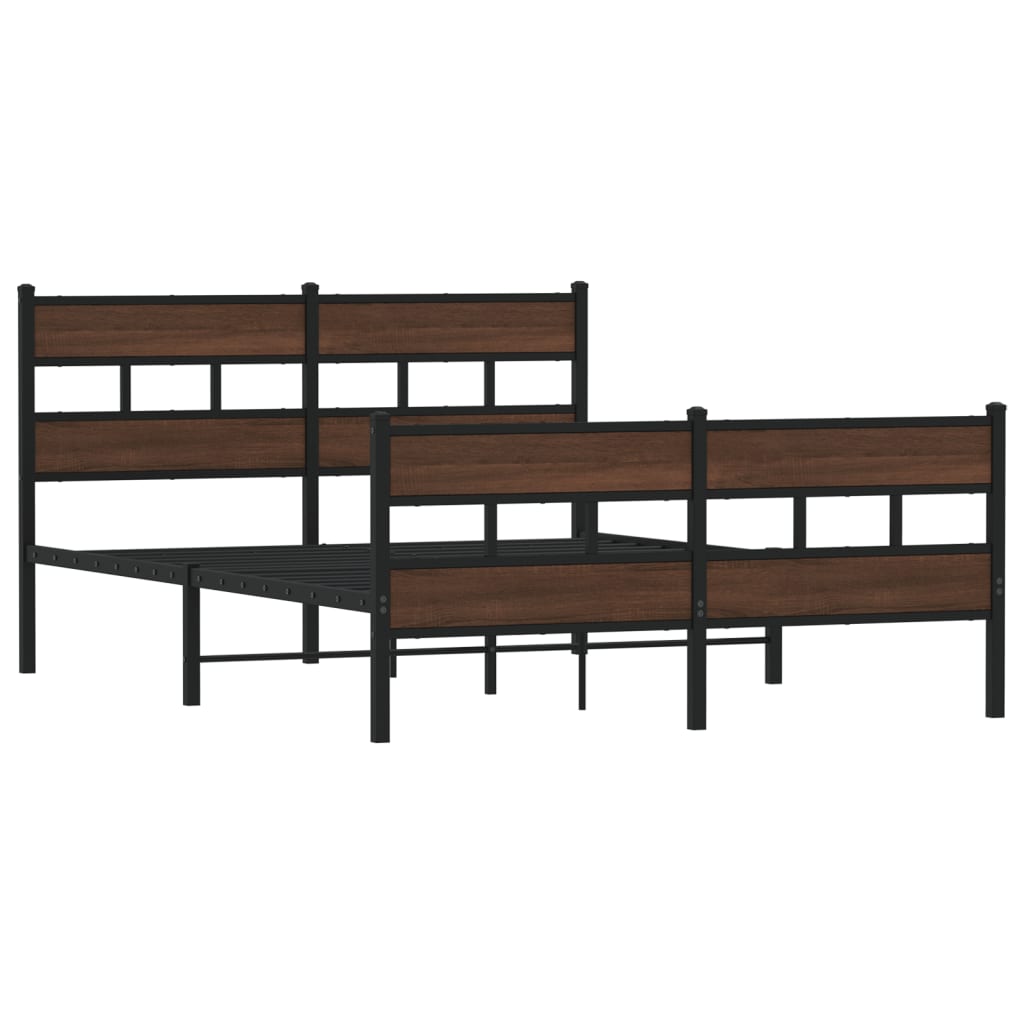 Metalni okvir kreveta bez madraca smeđa boja hrasta 150x200 cm