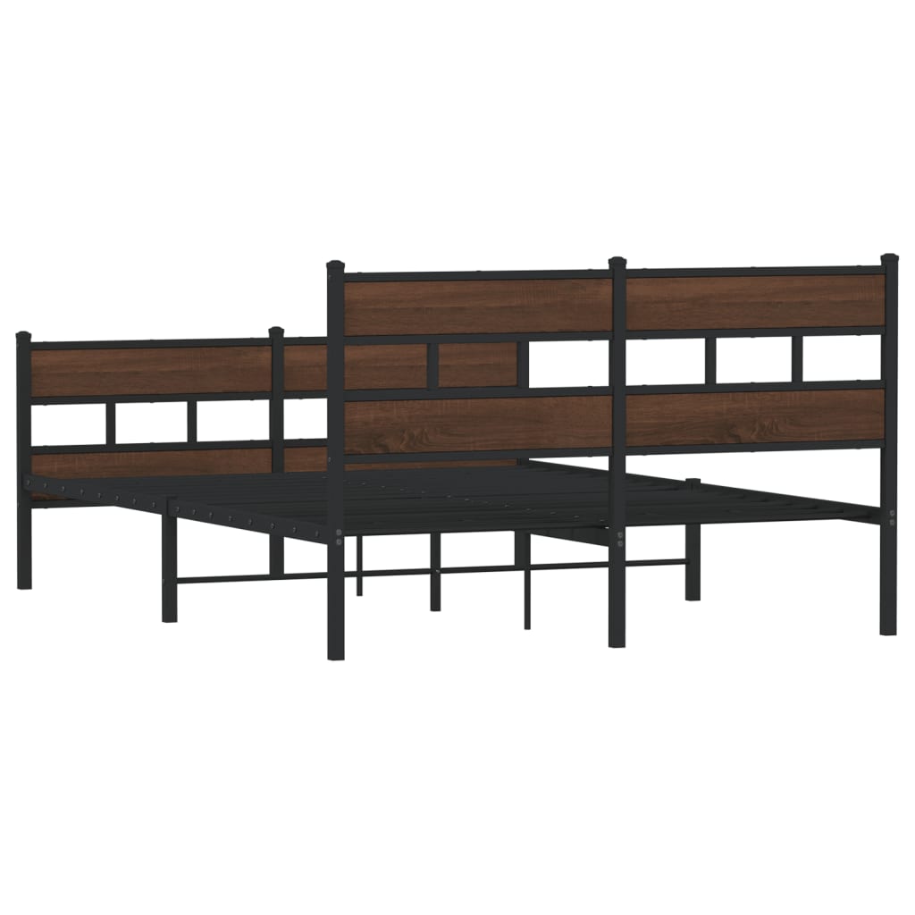 Metalni okvir kreveta bez madraca smeđa boja hrasta 150x200 cm