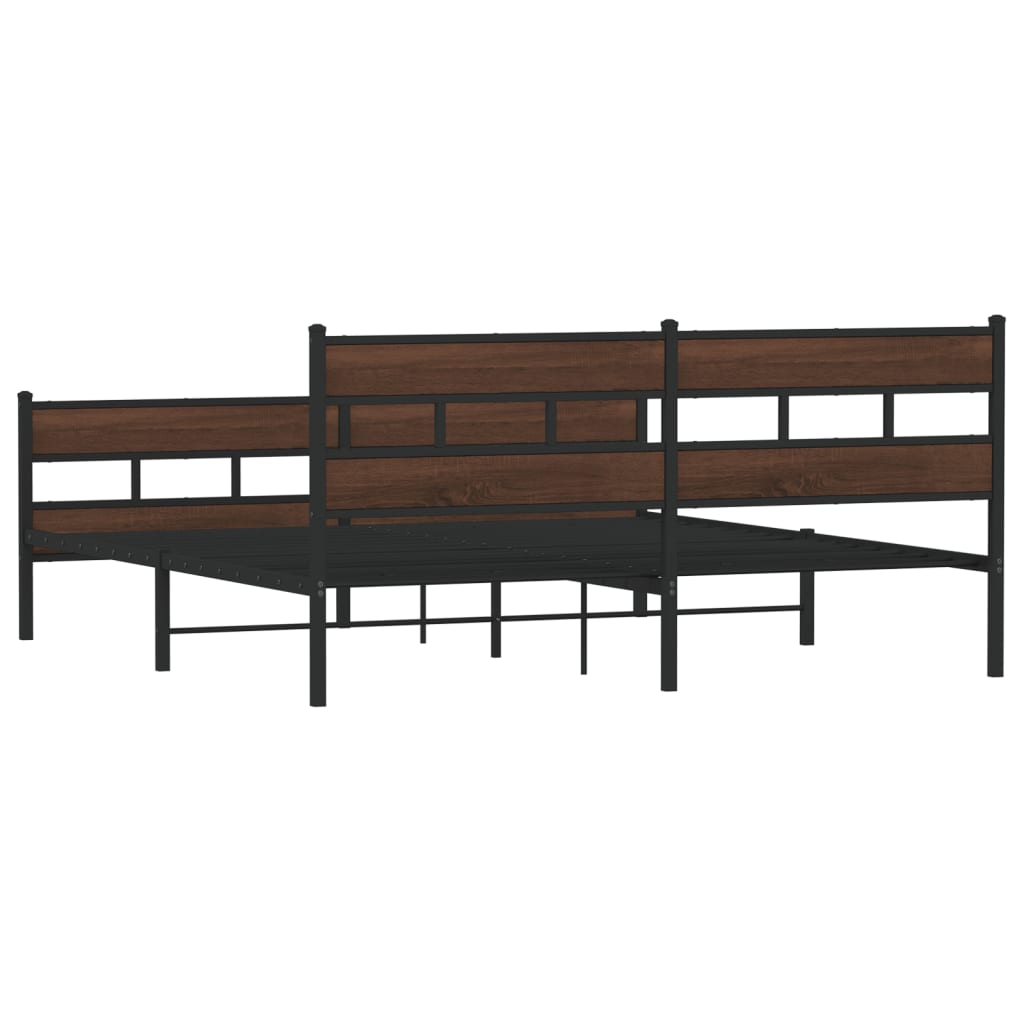 Metalni okvir kreveta bez madraca smeđa boja hrasta 180x200 cm