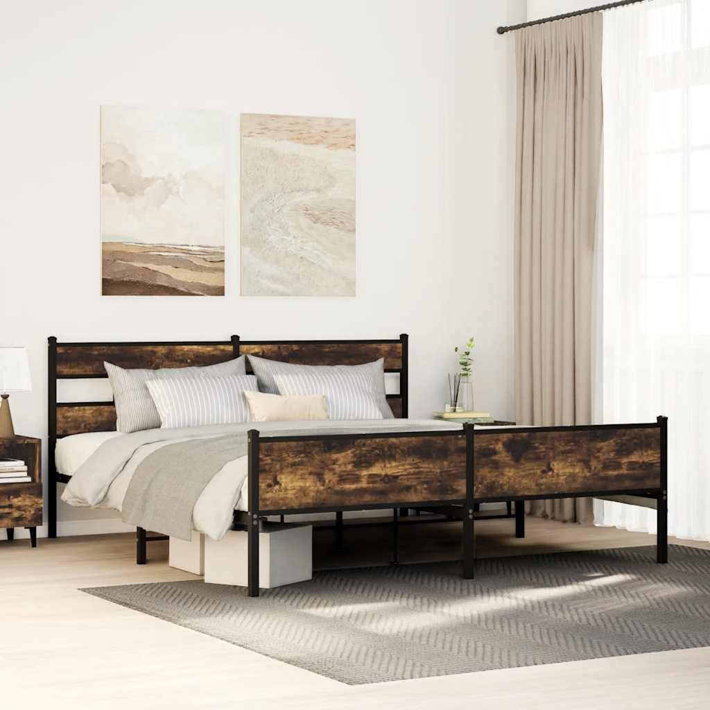 Metalni okvir kreveta bez madraca boja hrasta 183x213 cm