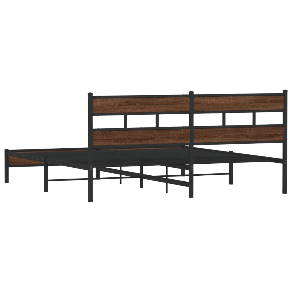 Metalni okvir kreveta bez madraca smeđa boja hrasta 180x200 cm