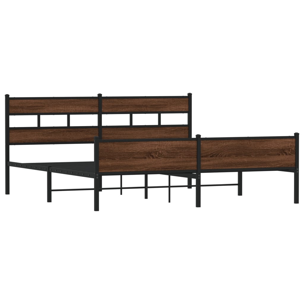 Metalni okvir kreveta bez madraca smeđa boja hrasta 183x213 cm