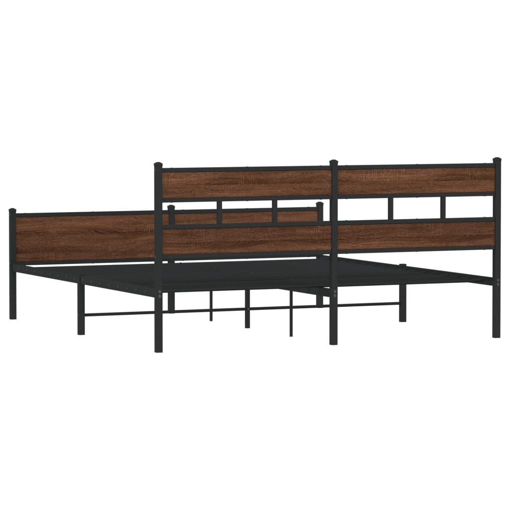 Metalni okvir kreveta bez madraca smeđa boja hrasta 200x200 cm