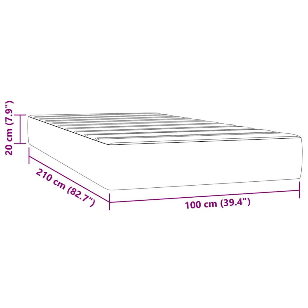 Madrac s oprugama srednje tvrdoće tamnoplavi 100x210x20 cm baršunasti