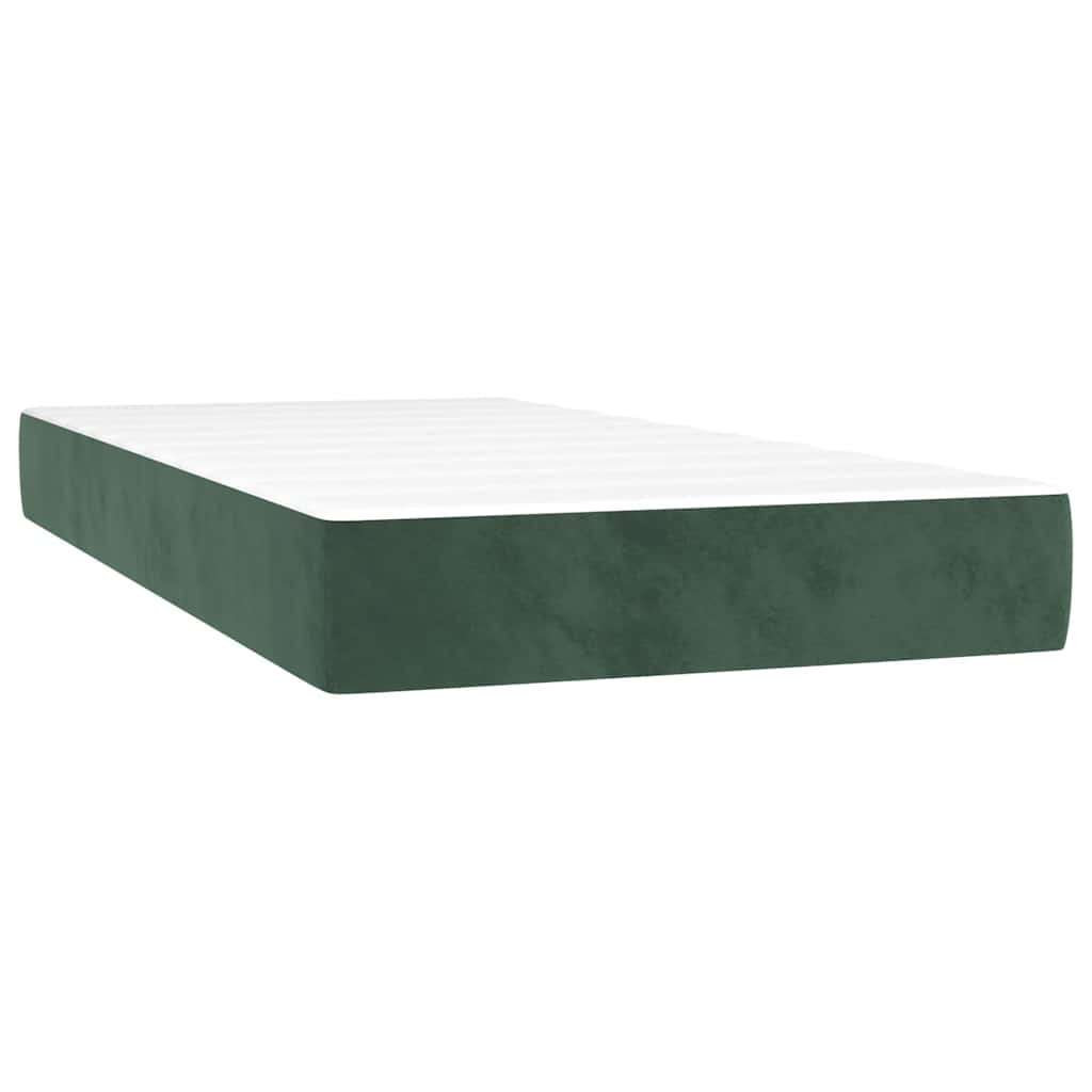 Madrac s oprugama srednje tvrdoće tamnozeleni 80x220x20 cm baršunasti