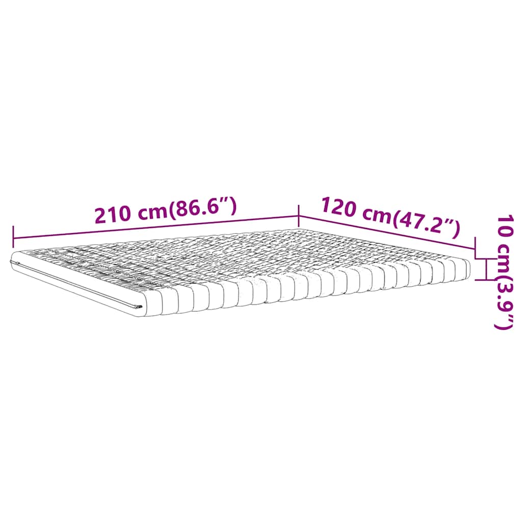 Madrac od pjene bijeli 120 x 210 cm 7 zona tvrdoća 20 ILD