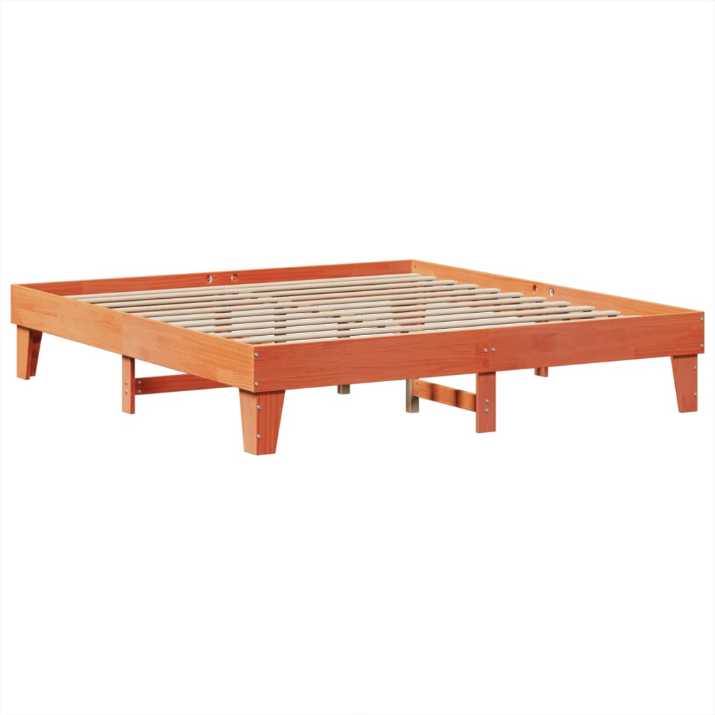 Okvir kreveta bez madraca voštano smeđi 200x200 cm od borovine