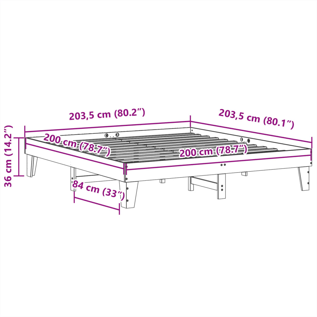 Okvir kreveta bez madraca voštano smeđi 200x200 cm od borovine