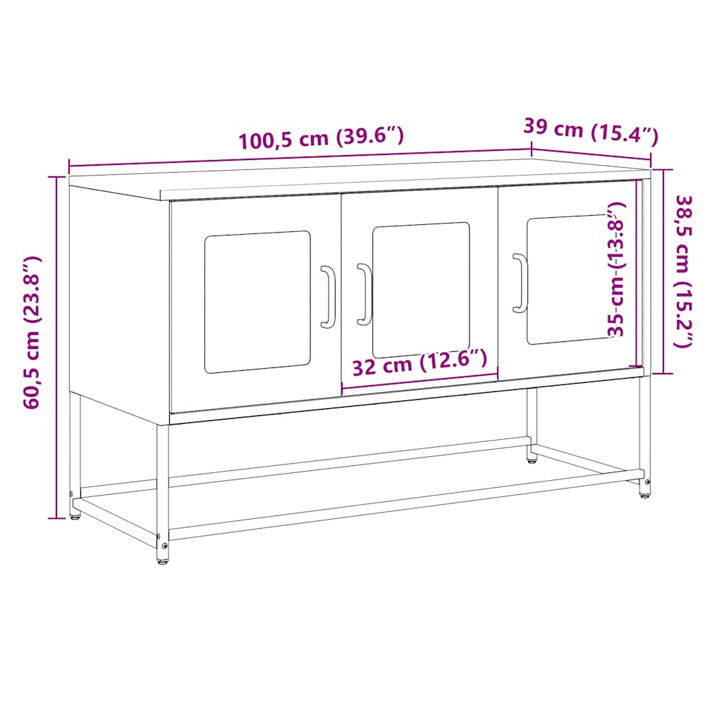 TV ormarić antracit 100,5x39x60,5 cm hladno valjani čelik