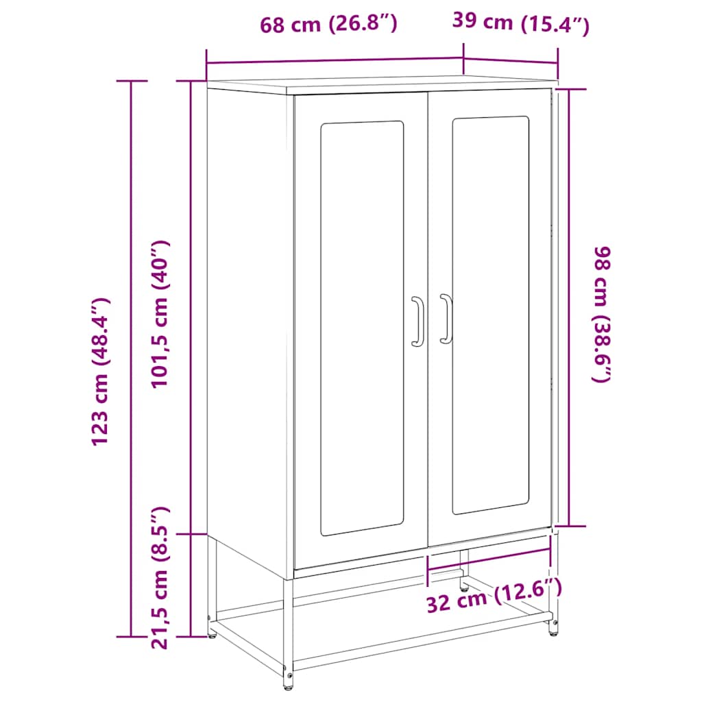 Visoka ploča crna 68x39x123 cm čelik