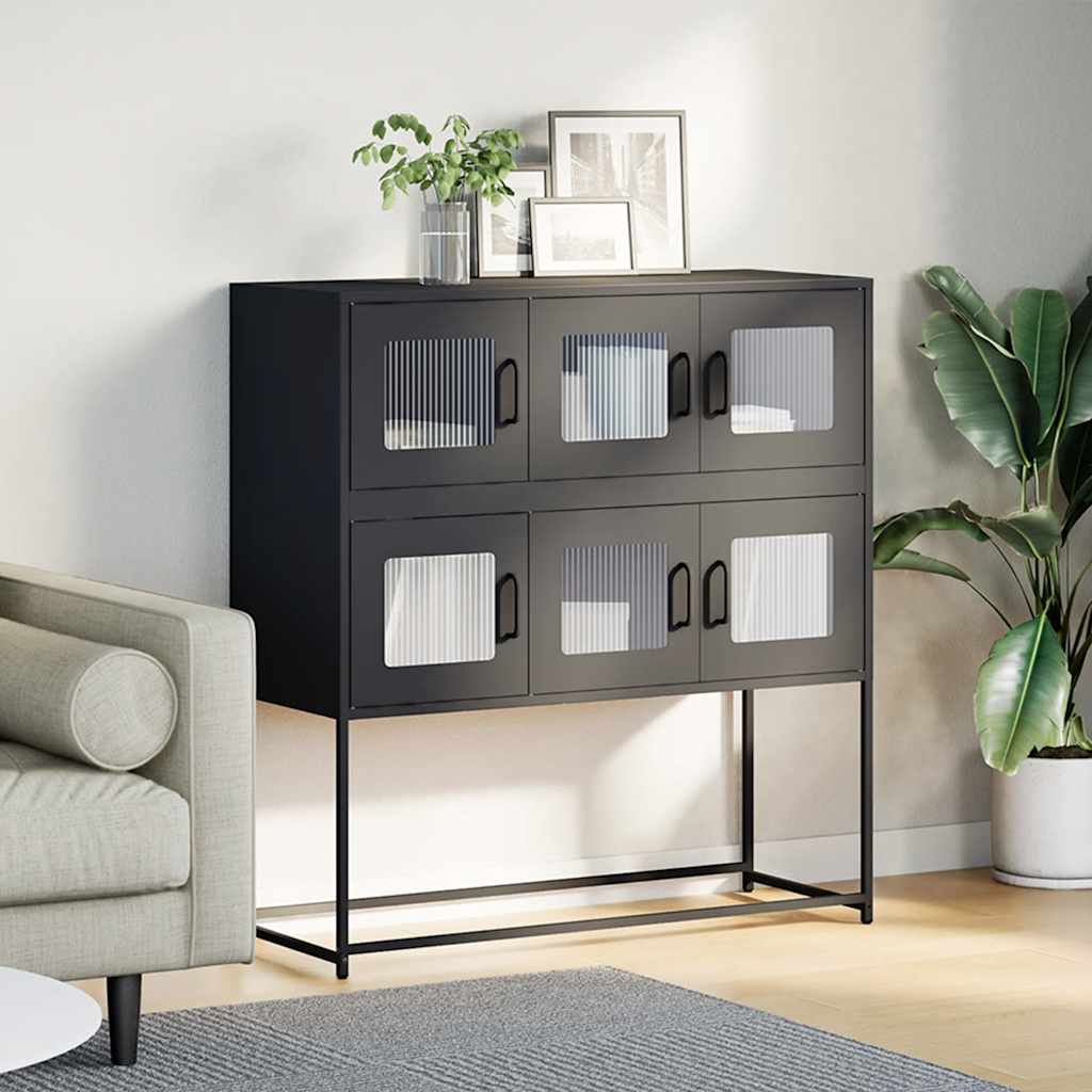Komoda crna 100,5 x 39 x 107 cm od hladno valjanog čelika