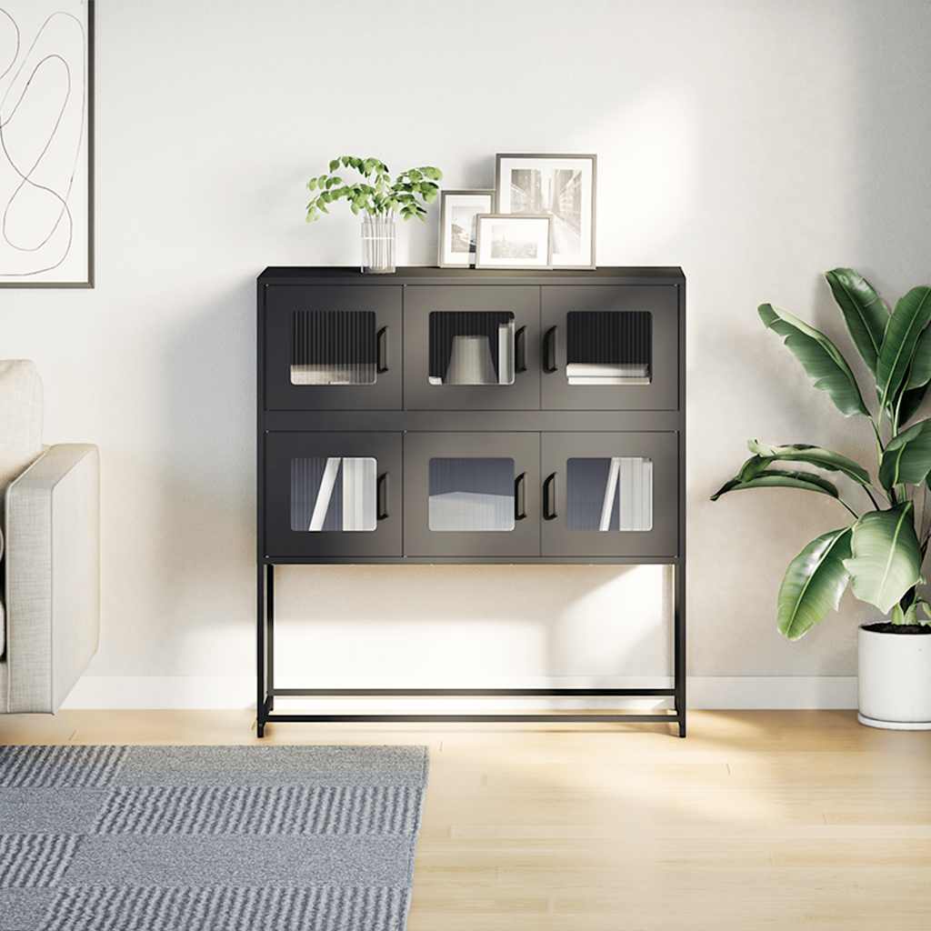 Komoda crna 100,5 x 39 x 107 cm od hladno valjanog čelika