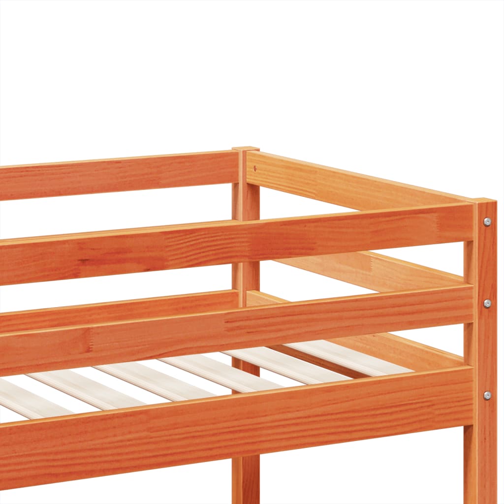 Krevet na kat voštano smeđi 75 x 190 cm od masivne borovine