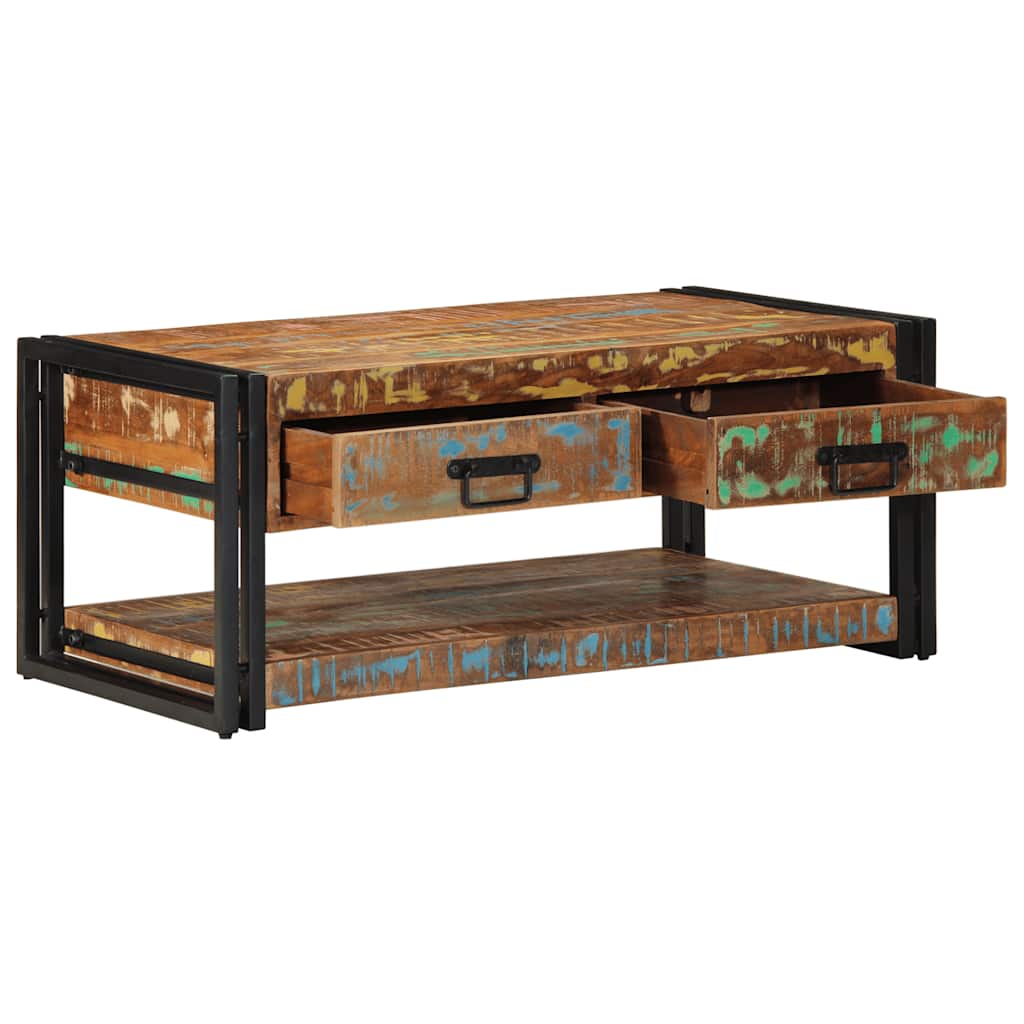 Višebojni stolić za kavu 90x50x38 cm puno drvo obrađeno