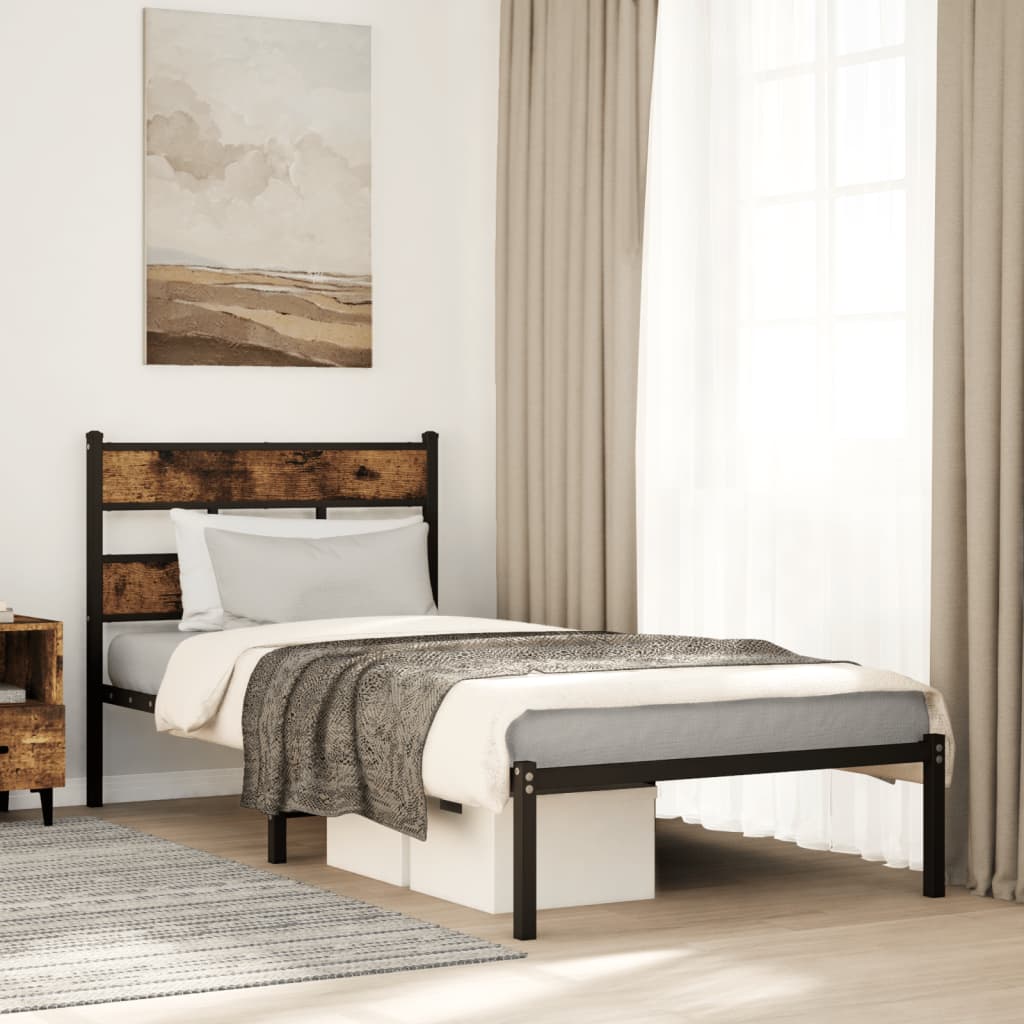 Metalni okvir kreveta bez madraca boja hrasta 100x200 cm
