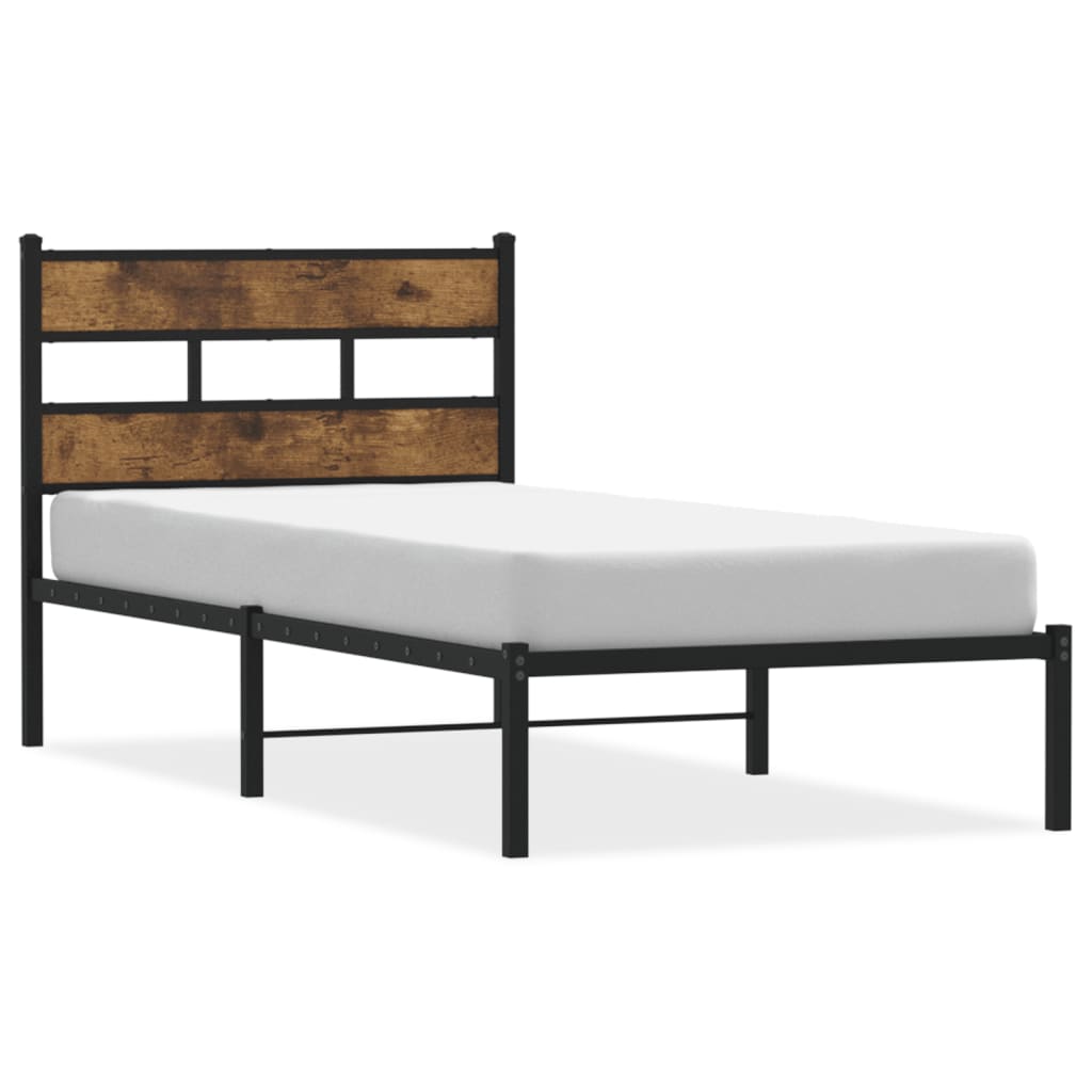 Metalni okvir kreveta bez madraca boja hrasta 107x203 cm
