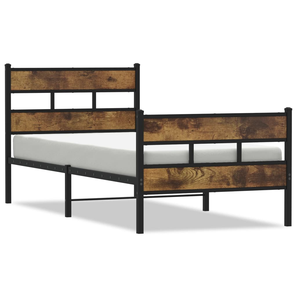 Metalni okvir kreveta bez madraca boja hrasta 75x190 cm