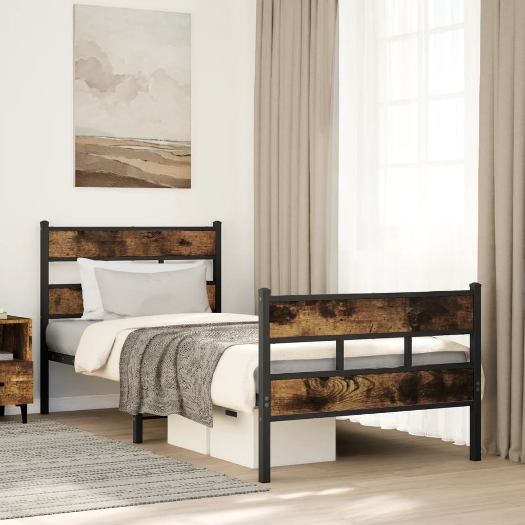 Metalni okvir kreveta bez madraca boja hrasta 80x200 cm