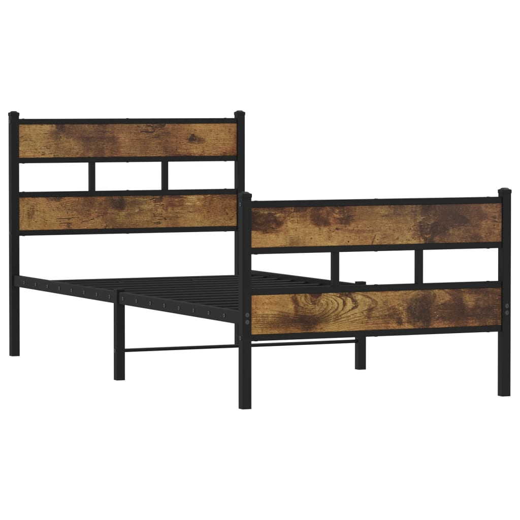 Metalni okvir kreveta bez madraca boja hrasta 90x200 cm