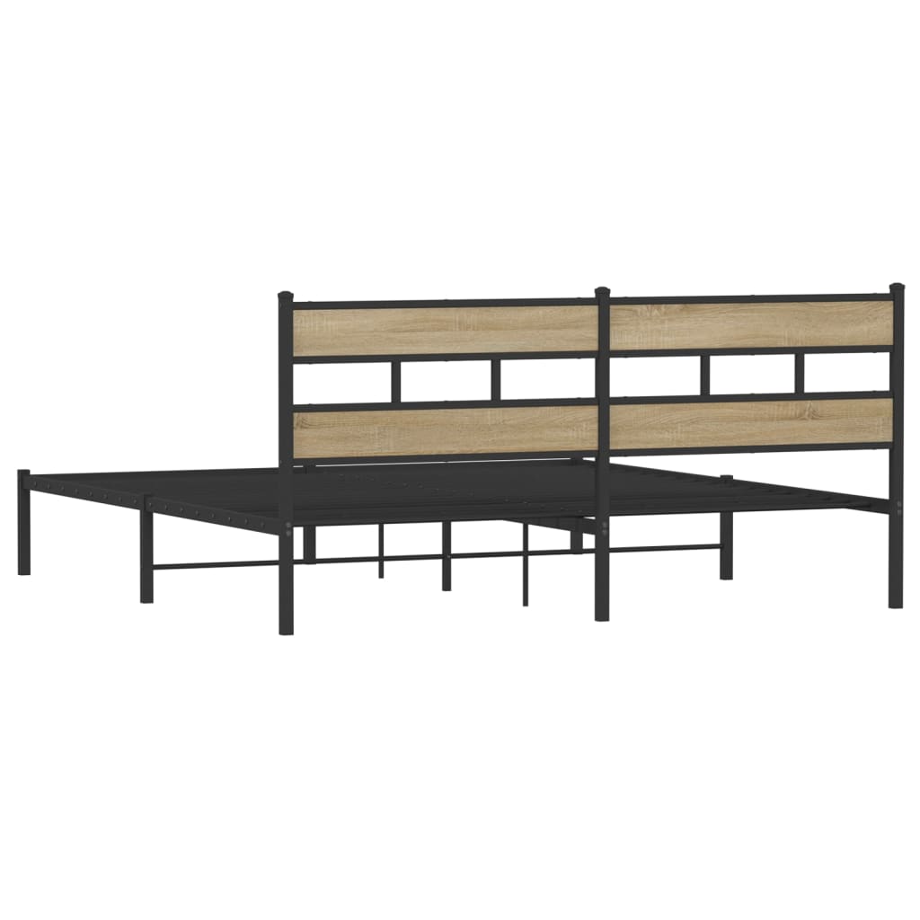 Metalni okvir kreveta bez madraca boja hrasta sonome 183x213 cm