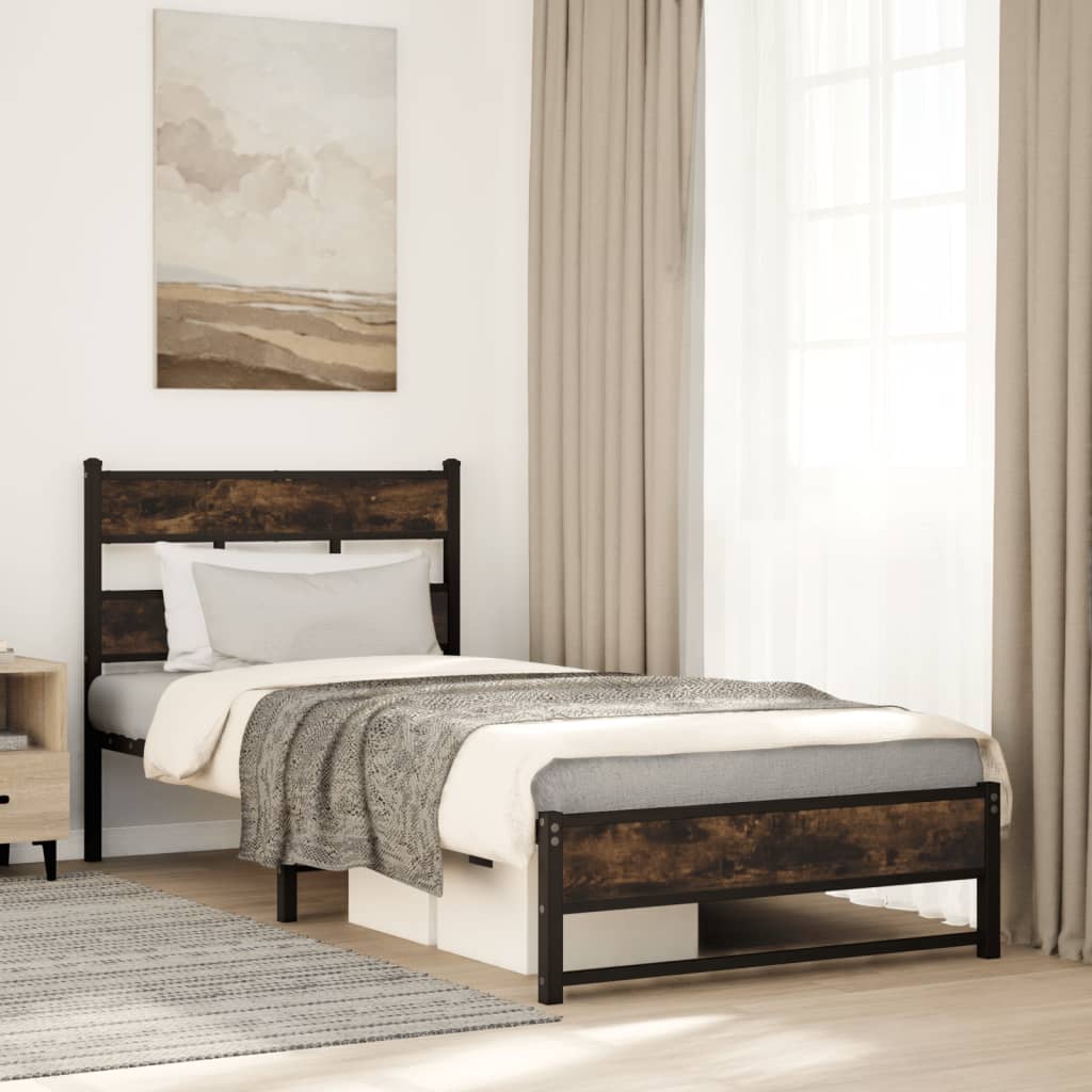 Metalni okvir kreveta bez madraca boja hrasta 90x200 cm
