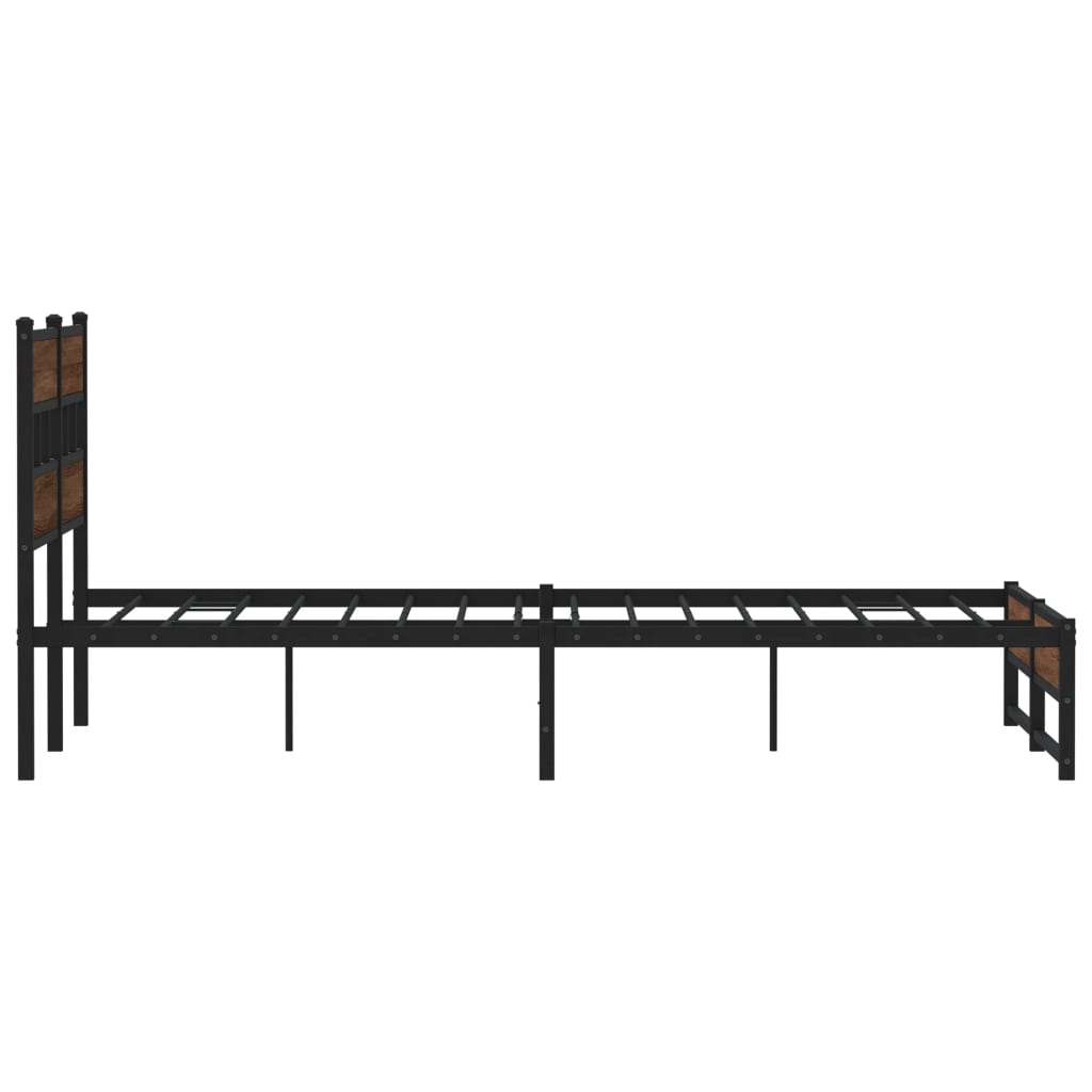Metalni okvir kreveta bez madraca smeđi hrast 135x190 cm