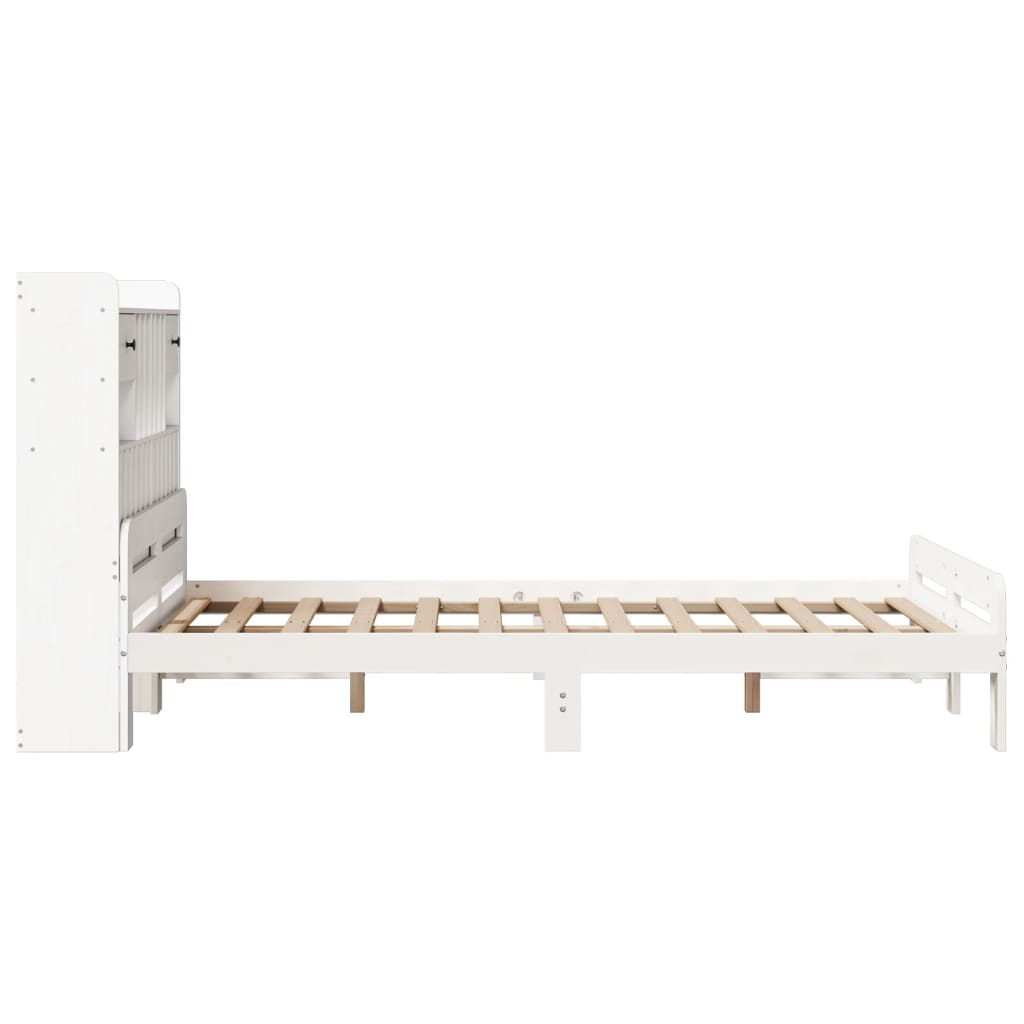 Krevet s regalom z knjige bez madraca bijeli 135x190cm borovina