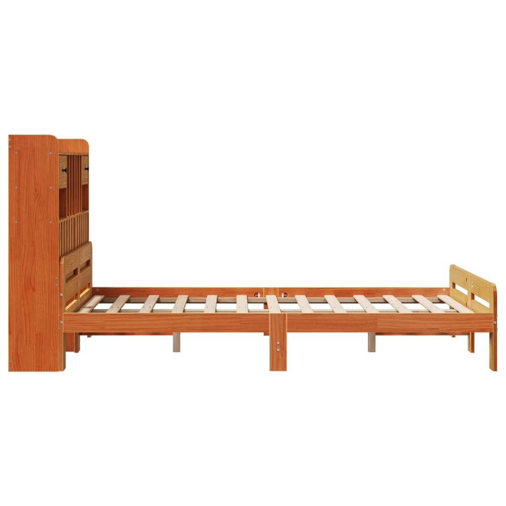 Krevet s regalom za knjige bez madraca 135 x 190 cm od borovine