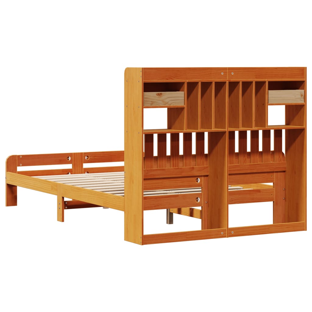 Krevet s regalom za knjige bez madraca 135 x 190 cm od borovine