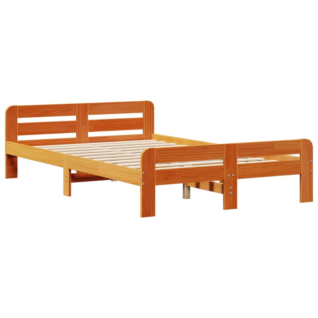 Krevet s regalom za knjige bez madraca 135 x 190 cm od borovine