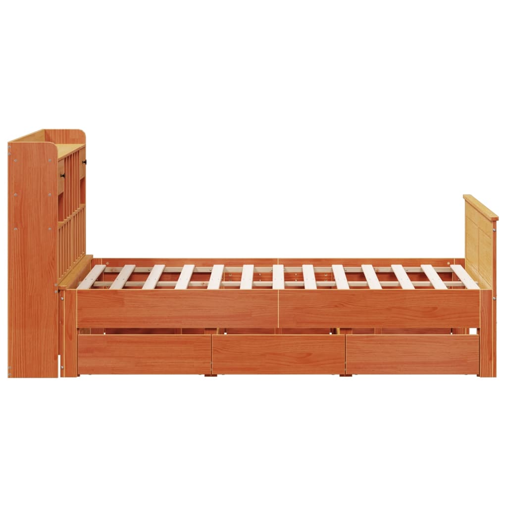 Krevet s regalom za knjige bez madraca 150x200 cm od borovine