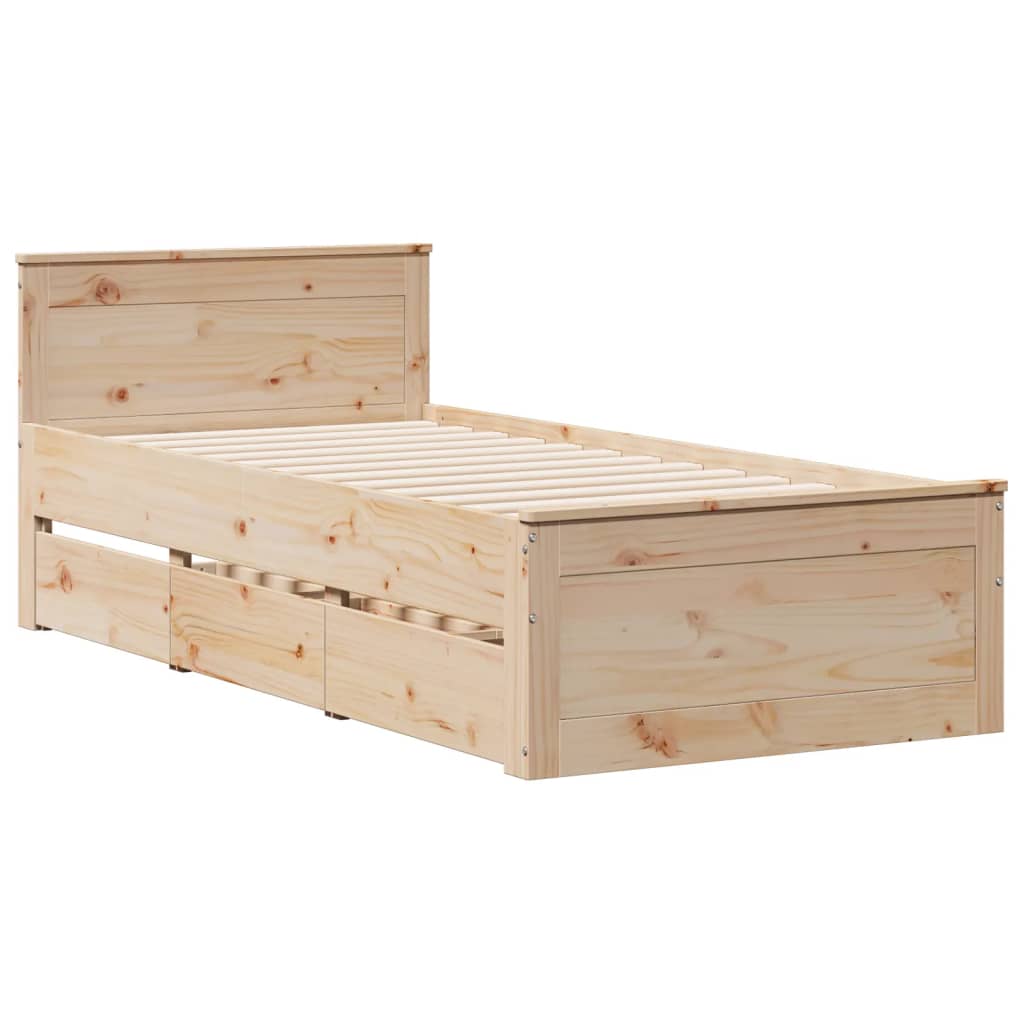 Krevet s regalom za knjige bez madraca 90x200 cm od borovine