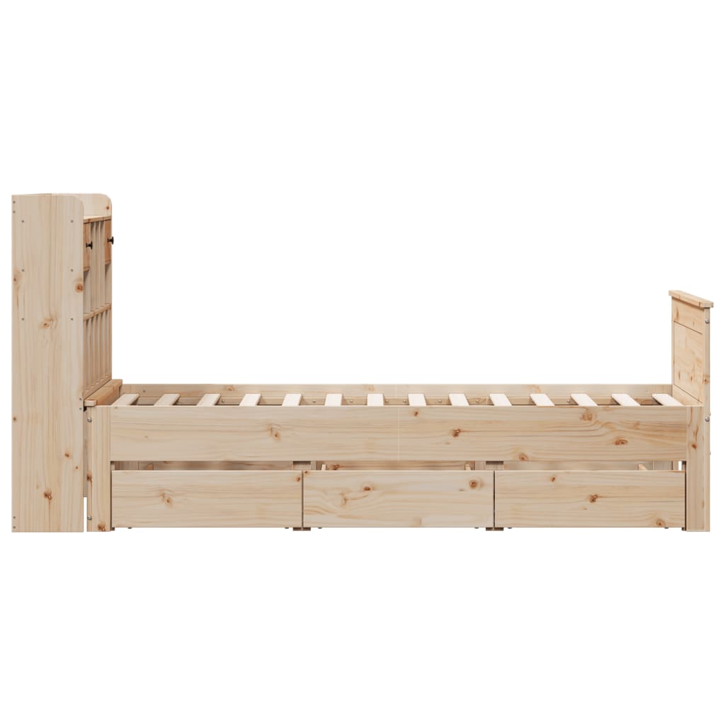 Krevet s regalom za knjige bez madraca 75x190 cm borovina