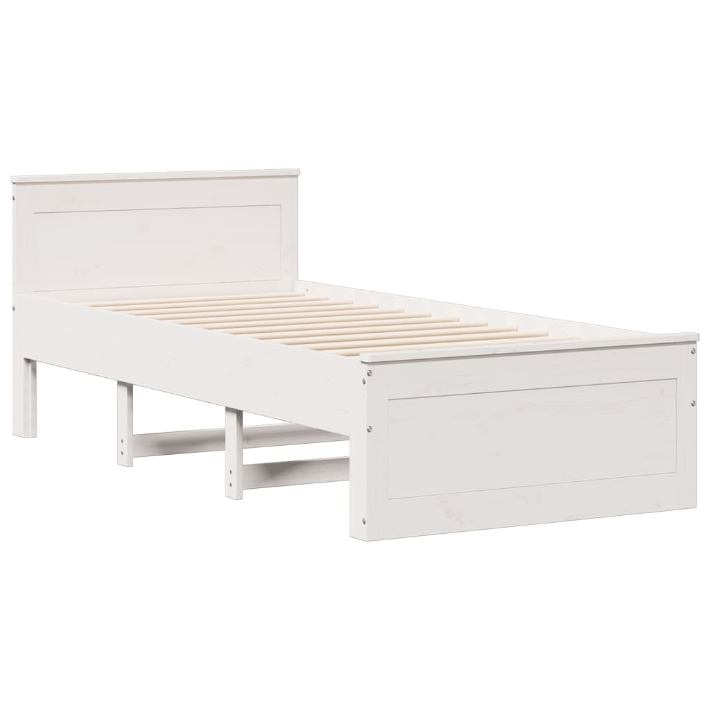Krevet s regalom za knjige bez madraca bijeli 75x190cm borovina