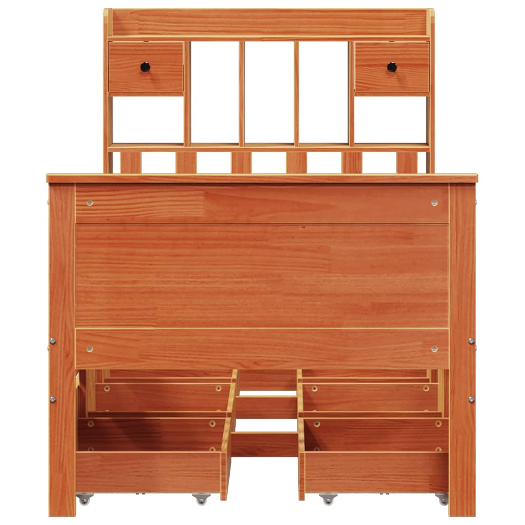 Krevet s regalom za knjige bez madraca 75 x 190 cm od borovine