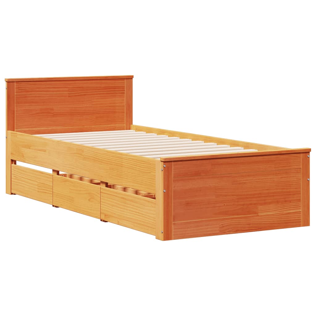 Krevet s regalom za knjige bez madraca 75 x 190 cm od borovine