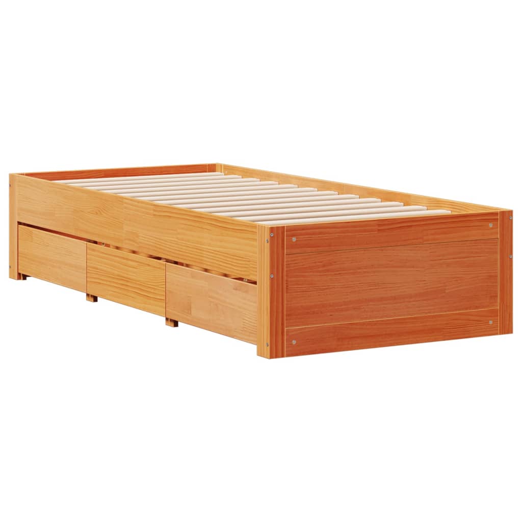 Krevet s regalom za knjige bez madraca 100 x 200 cm od borovine