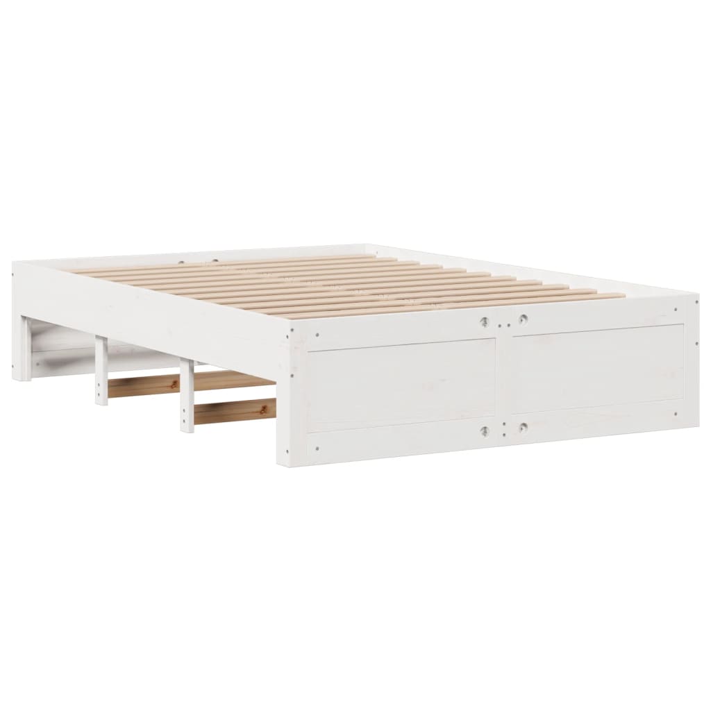 Krevet s regalom z knjige bez madraca bijeli 140x190cm borovina