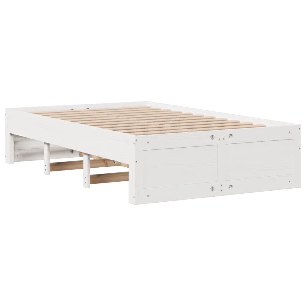 Krevet s regalom z knjige bez madraca bijeli 135x190cm borovina