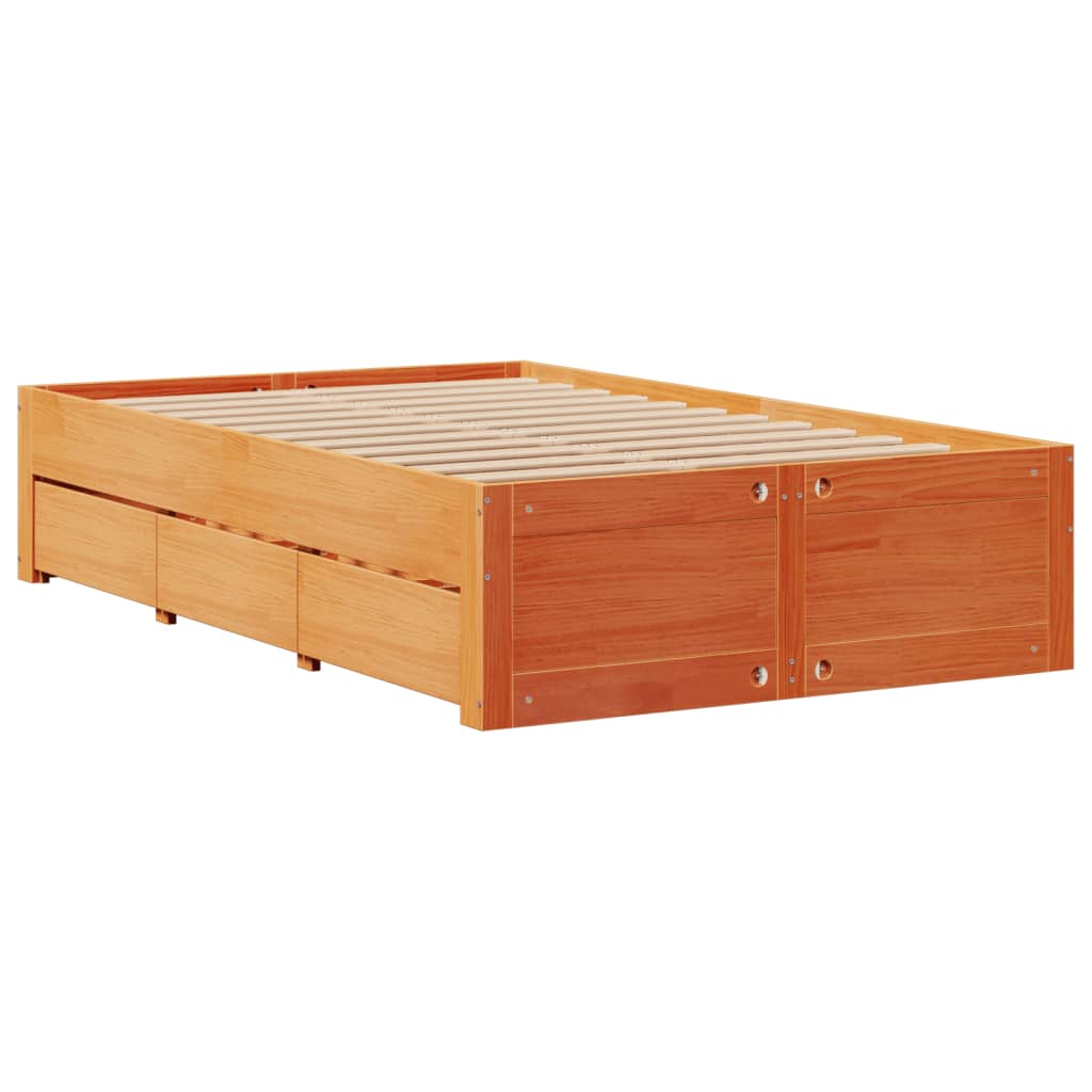Krevet s regalom za knjige bez madraca 135 x 190 cm od borovine