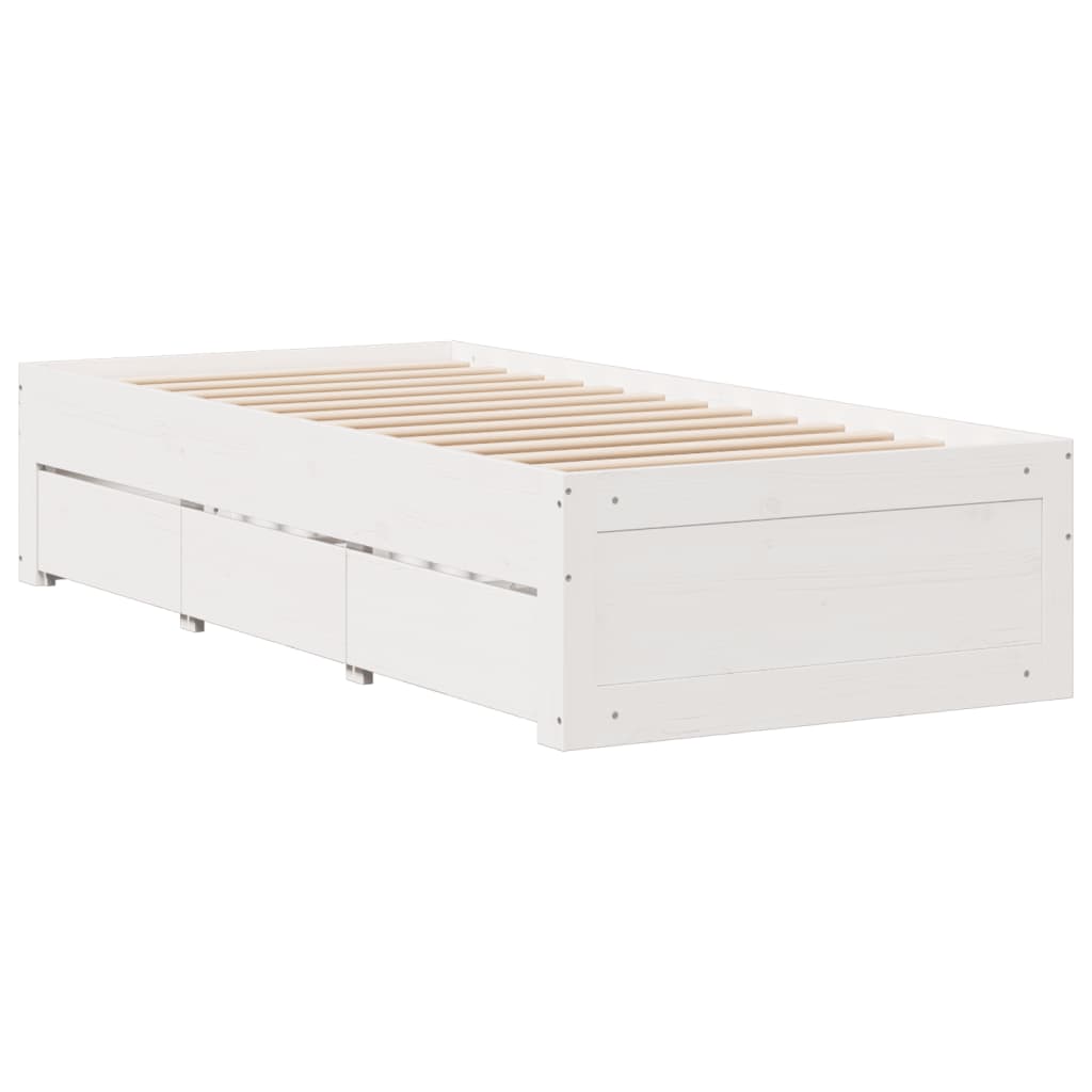 Krevet s regalom za knjige bez madraca bijeli 90x190cm borovina