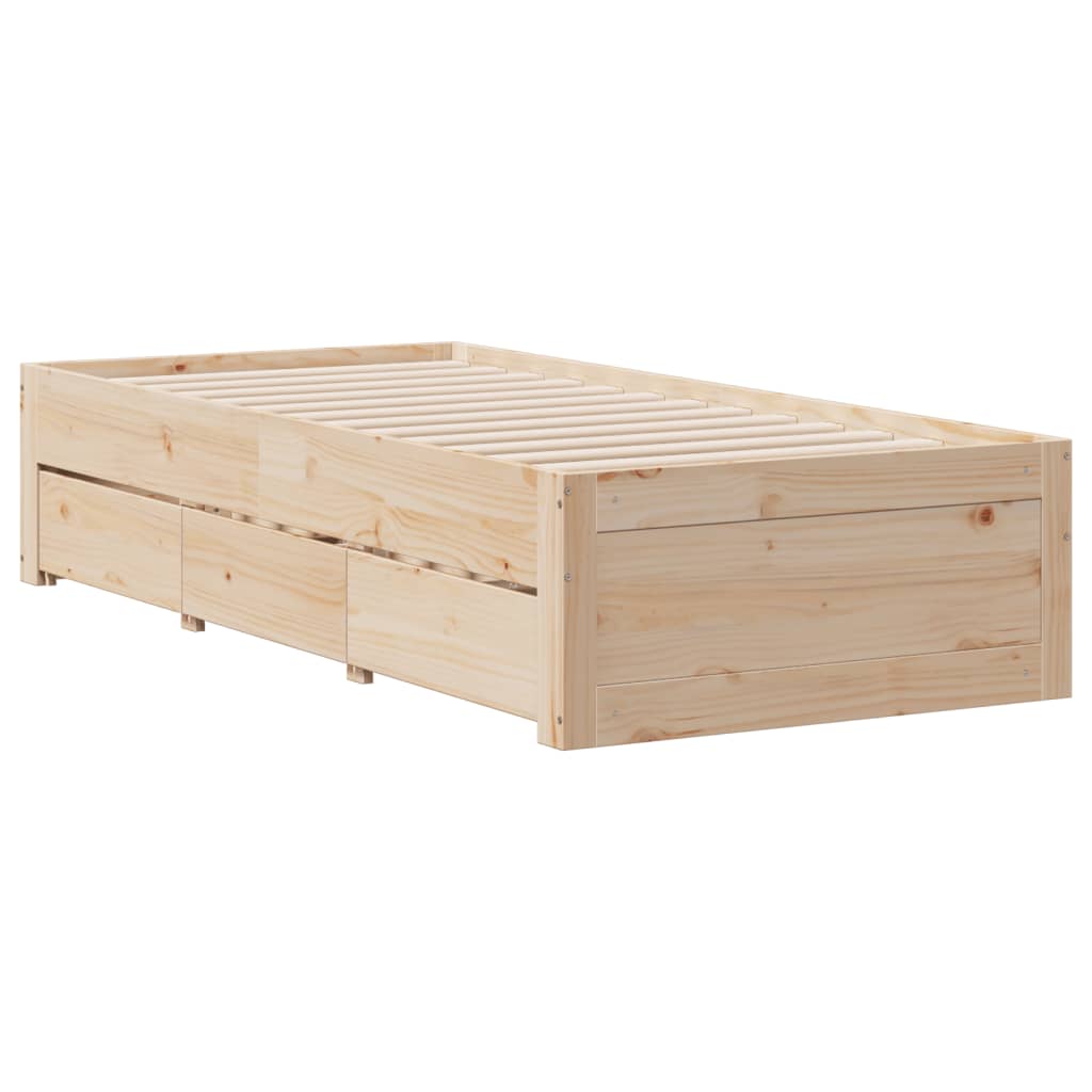 Krevet s regalom za knjige bez madraca 75x190 cm borovina