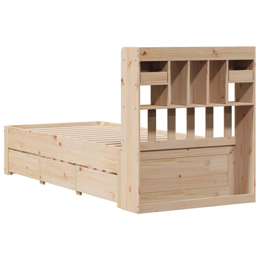 Krevet s regalom za knjige bez madraca 75x190 cm borovina