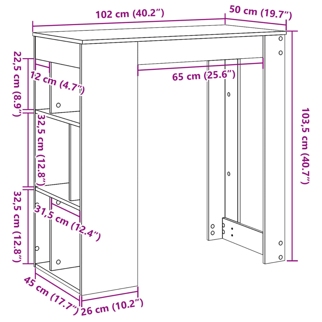 Barski stol s stalcima bijeli 102x50x103,5 cm konstruirano drvo