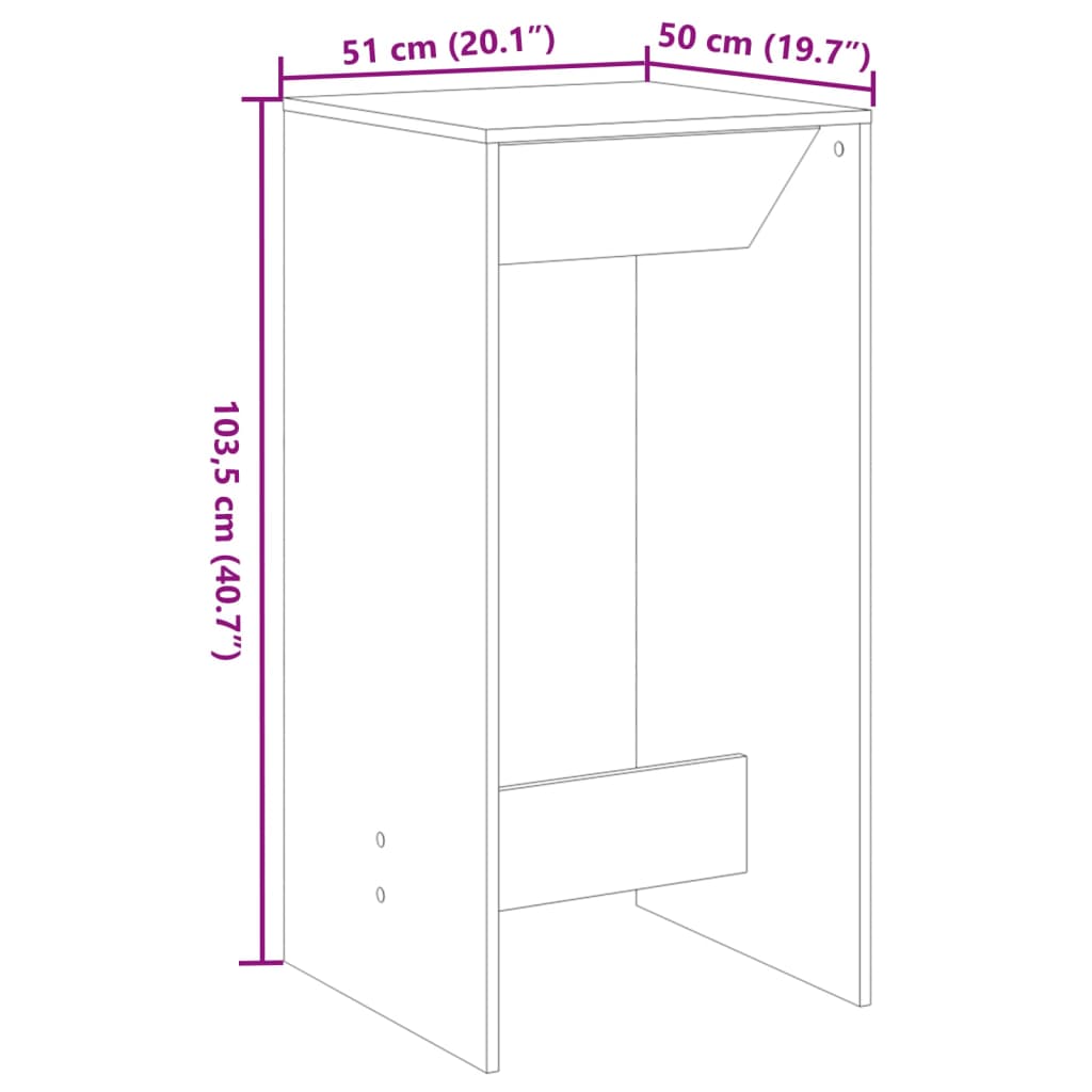 Barski stol smeđa boja hrasta 51x50x103,5 cm konstruirano drvo